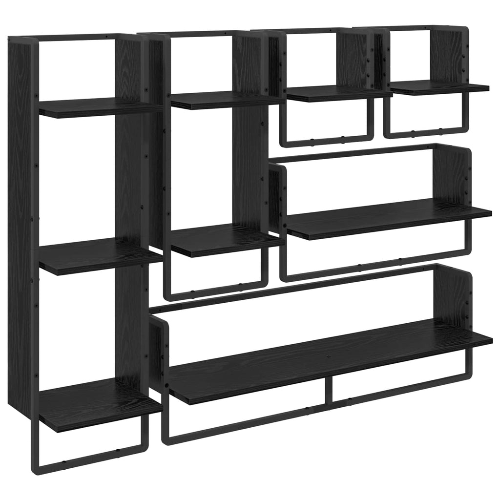 vidaXL Zestaw półek ściennych 6 pcs Czarny Dąb 100 x 25 x 30 cm