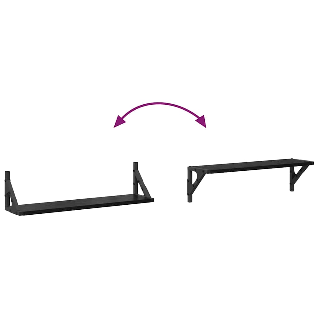 vidaXL Półki ścienne z półką 2 pcs Czarny Dąb 60 x 15 x 15,5 cm