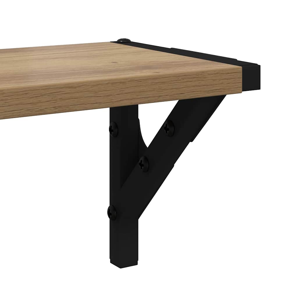 vidaXL Półki ścienne z półką 2 pcs Dąb rzemieślniczy 80 x 15 x 15,5 cm
