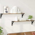 vidaXL Półki ścienne z półką 2 pcs Dąb rzemieślniczy 80 x 15 x 15,5 cm