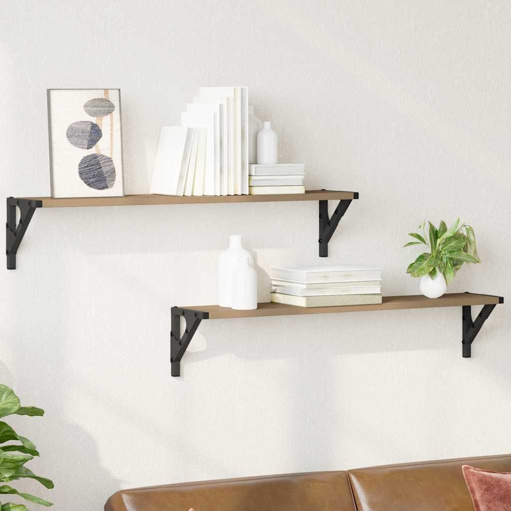 vidaXL Półki ścienne z półką 2 pcs Dąb rzemieślniczy 80 x 15 x 15,5 cm