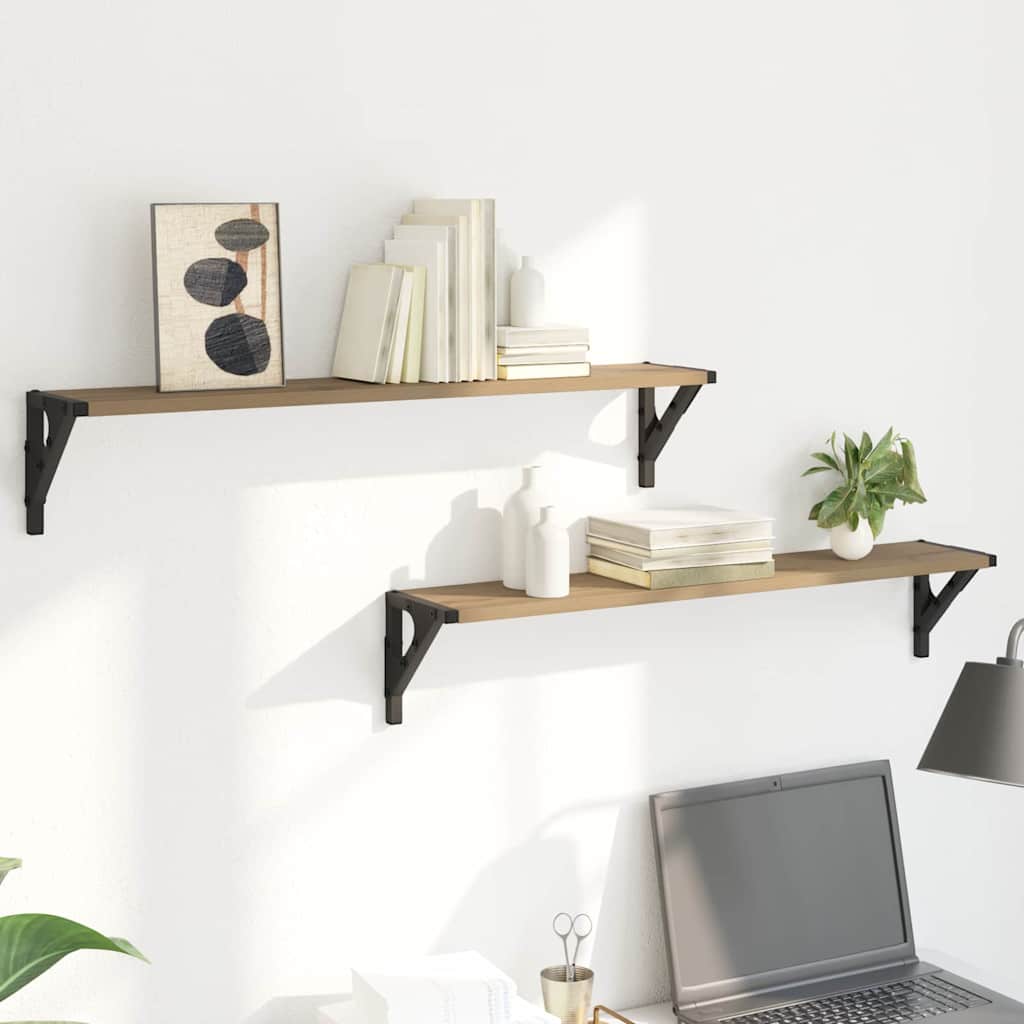 vidaXL Półki ścienne z półką 2 pcs Dąb rzemieślniczy 80 x 15 x 15,5 cm