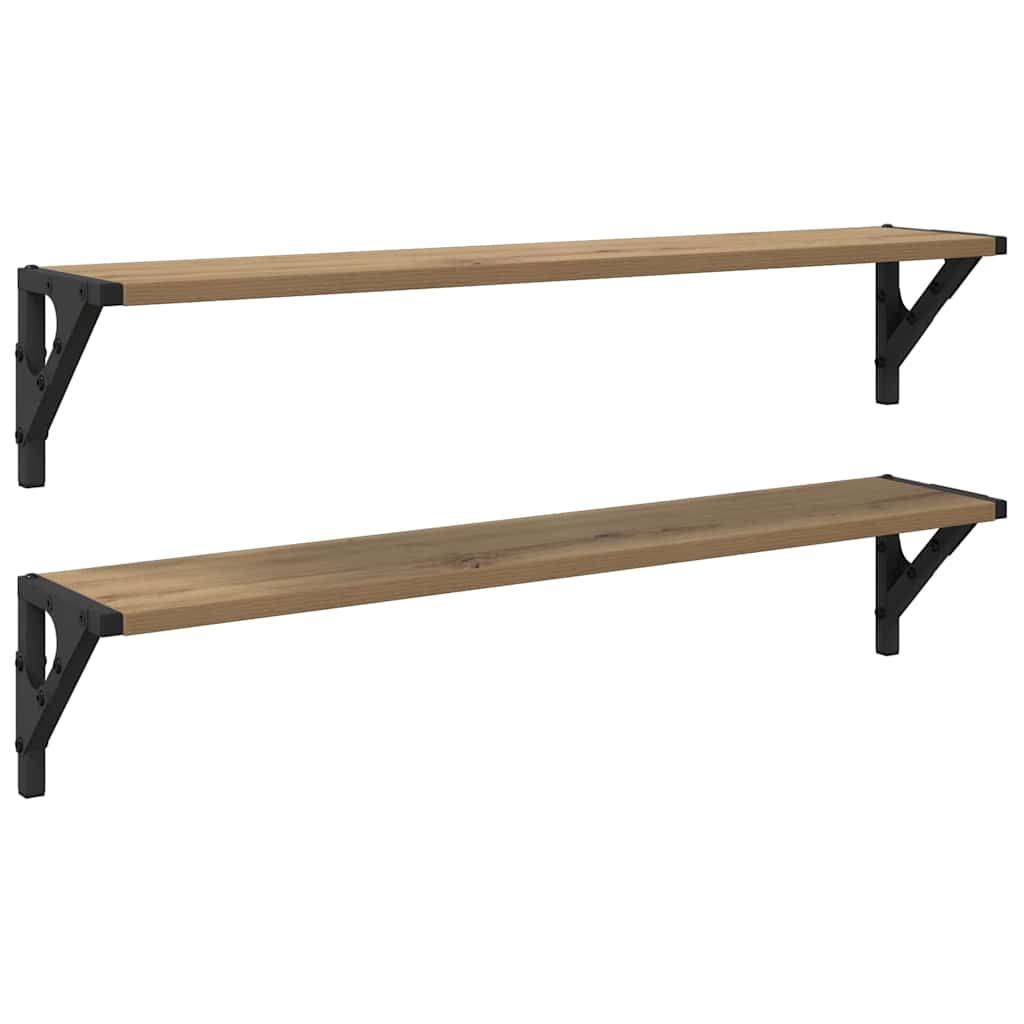 vidaXL Półki ścienne z półką 2 pcs Dąb rzemieślniczy 80 x 15 x 15,5 cm