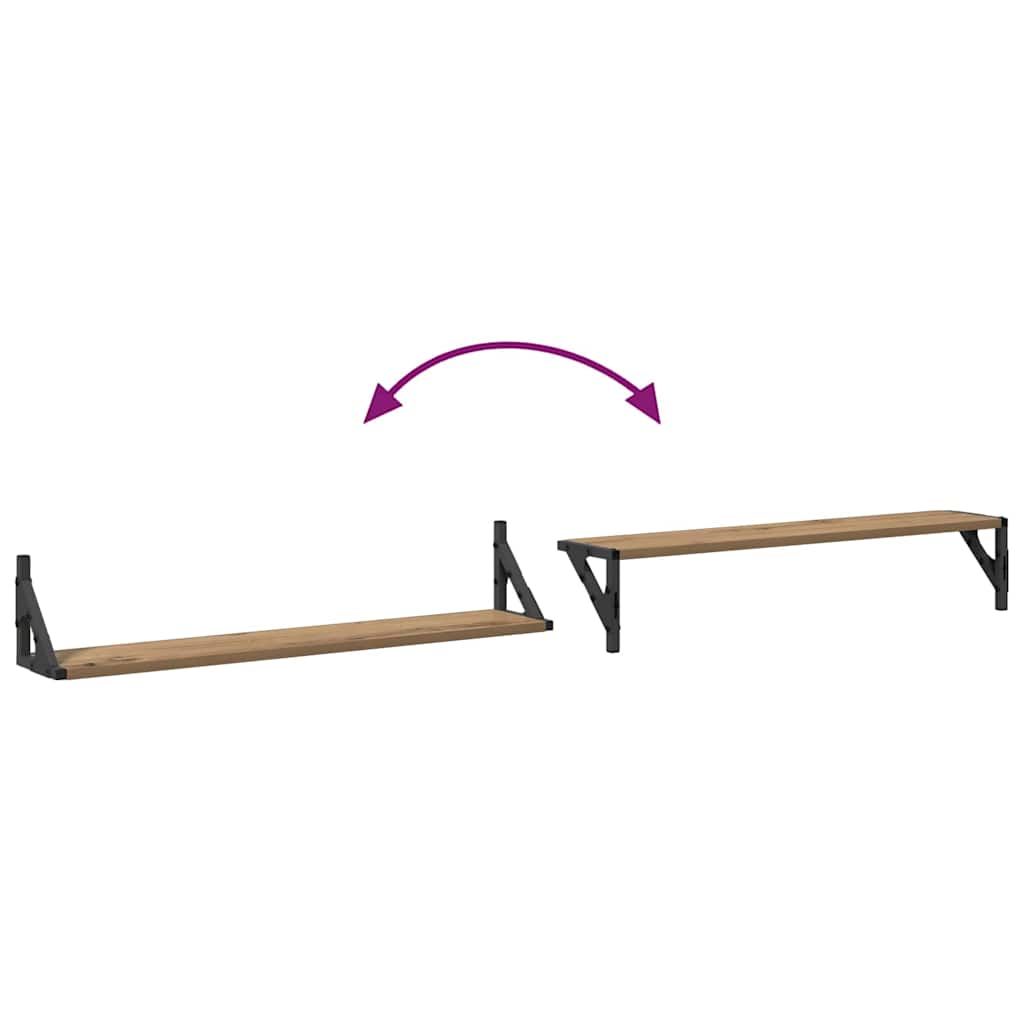 vidaXL Półki ścienne z półką 2 pcs Dąb rzemieślniczy 80 x 15 x 15,5 cm