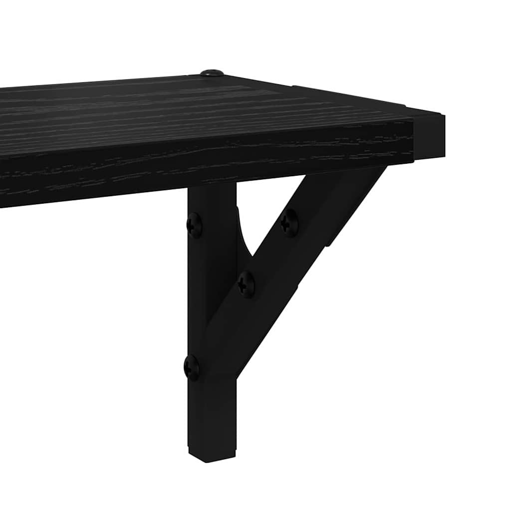 vidaXL Półki ścienne z półką 2 pcs Czarny Dąb 80 x 15 x 15,5 cm