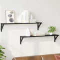 vidaXL Półki ścienne z półką 2 pcs Czarny Dąb 80 x 15 x 15,5 cm