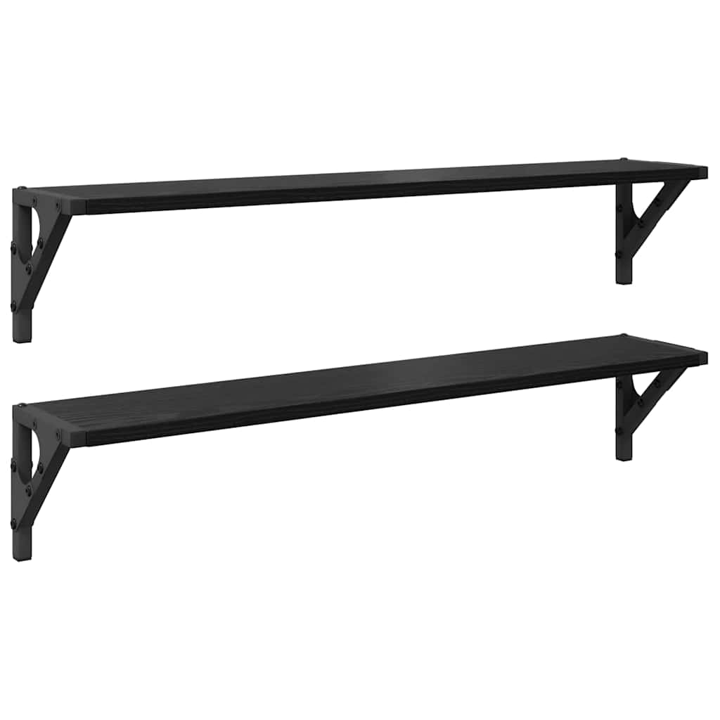 vidaXL Półki ścienne z półką 2 pcs Czarny Dąb 80 x 15 x 15,5 cm