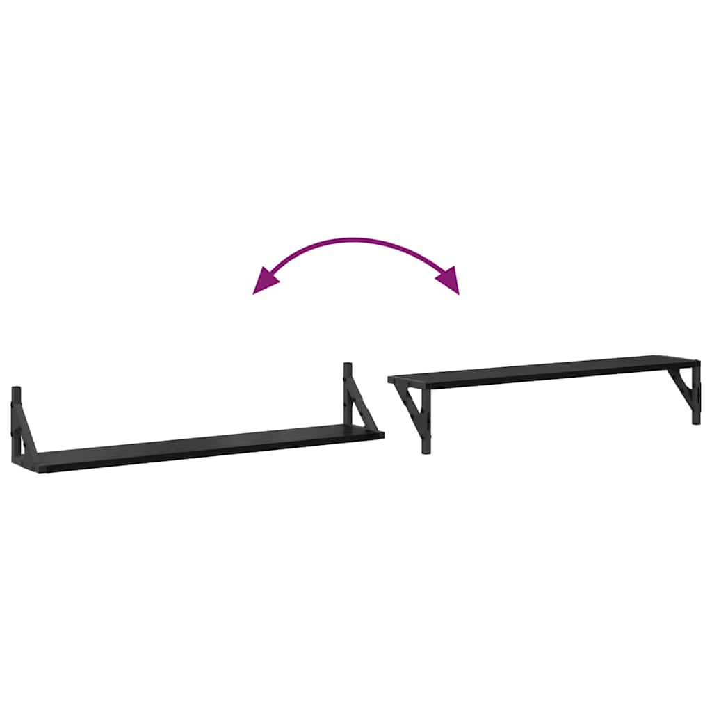vidaXL Półki ścienne z półką 2 pcs Czarny Dąb 80 x 15 x 15,5 cm