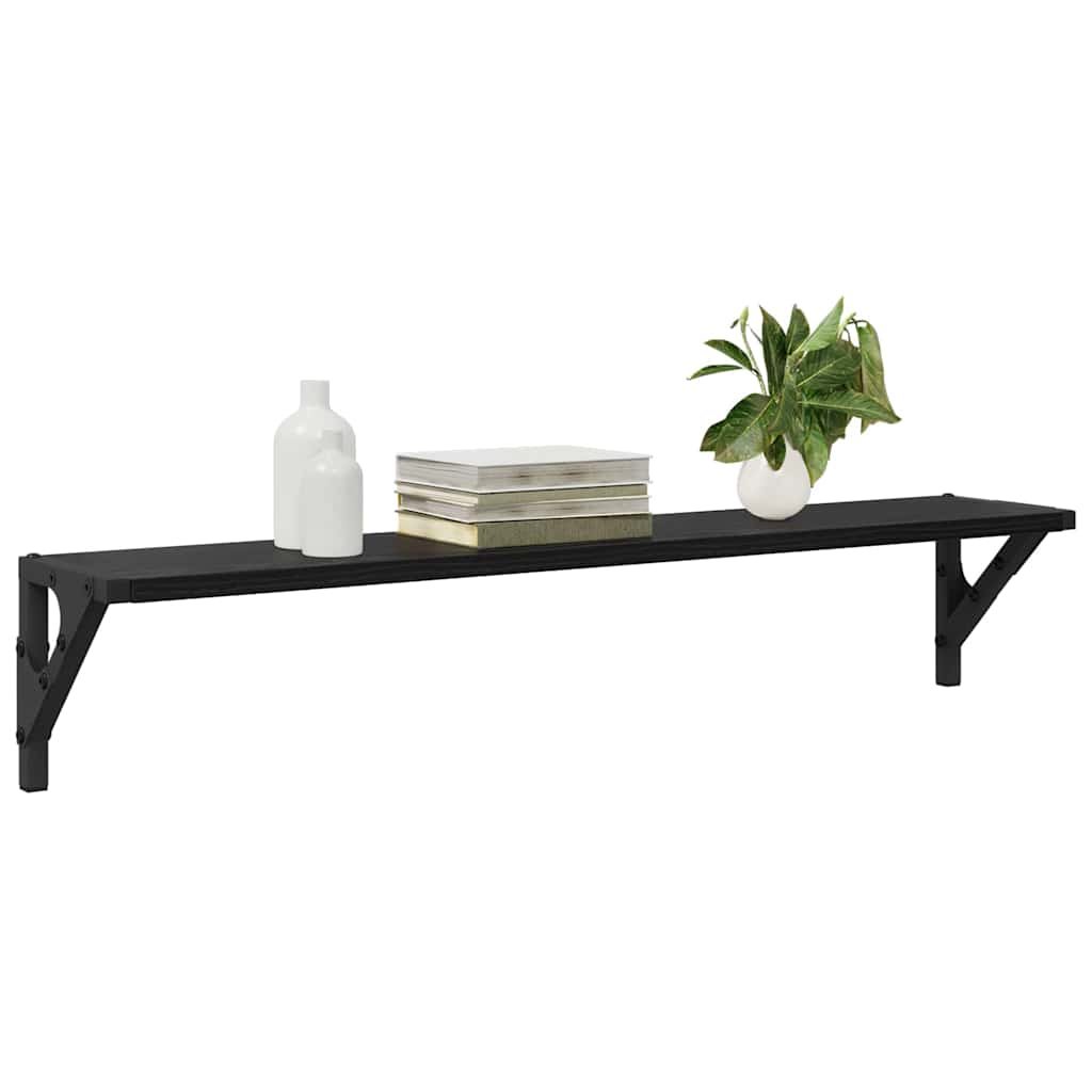 vidaXL Półki ścienne z półką 2 pcs Czarny Dąb 80 x 15 x 15,5 cm