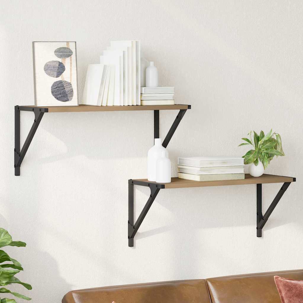vidaXL Półki ścienne z półką 2 pcs Dąb rzemieślniczy 60 x 25 x 25,5 cm