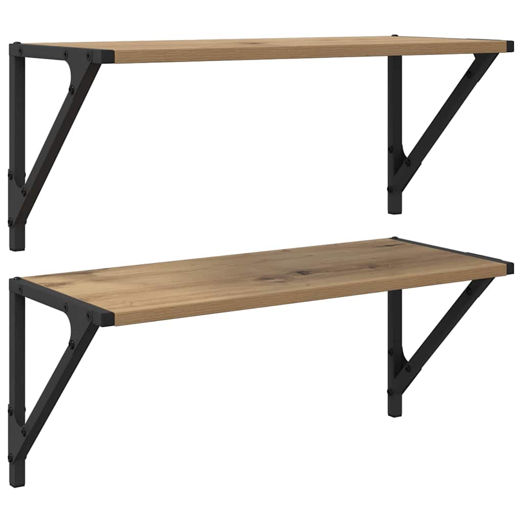vidaXL Półki ścienne z półką 2 pcs Dąb rzemieślniczy 60 x 25 x 25,5 cm