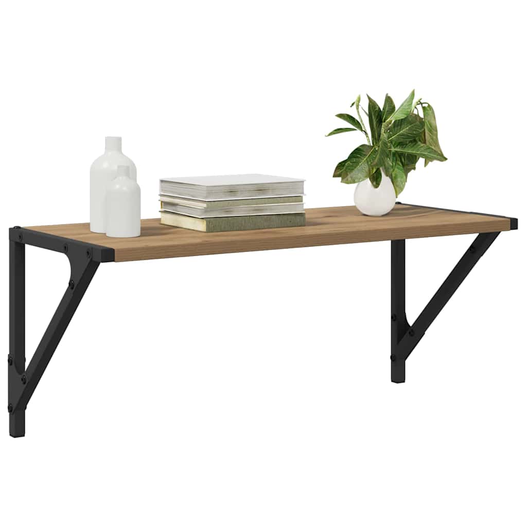vidaXL Półki ścienne z półką 2 pcs Dąb rzemieślniczy 60 x 25 x 25,5 cm