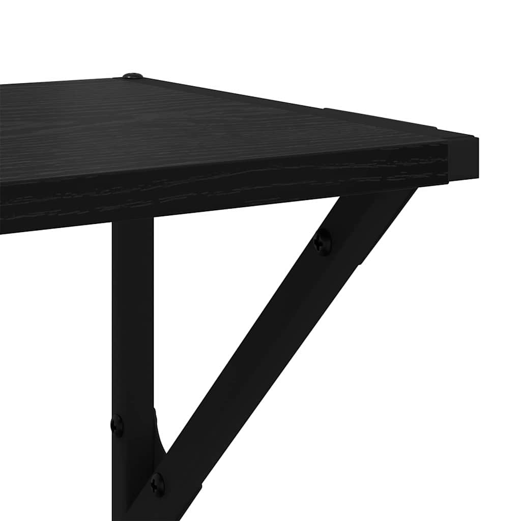 vidaXL Półki ścienne z półką 2 pcs Czarny Dąb 60 x 25 x 25,5 cm