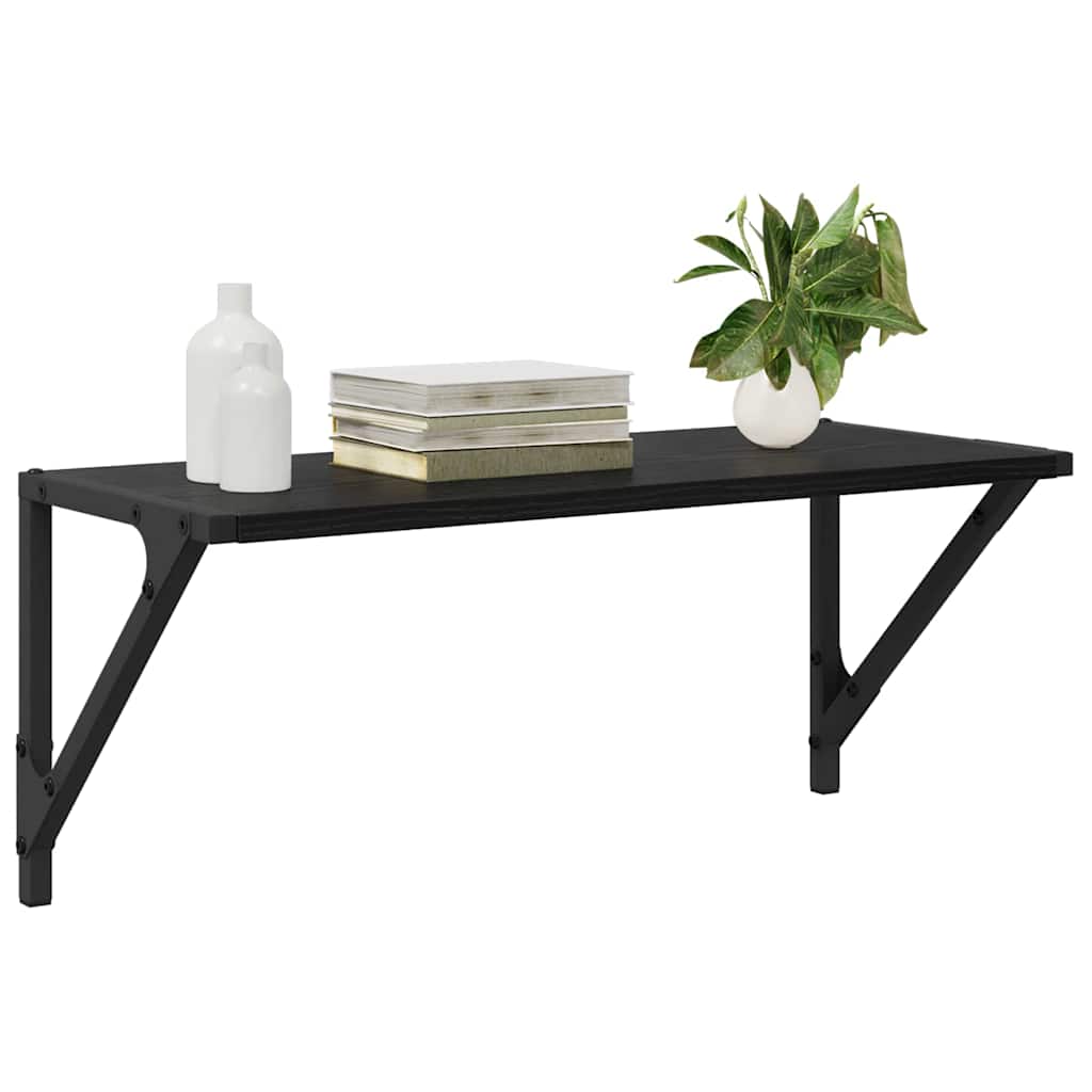 vidaXL Półki ścienne z półką 2 pcs Czarny Dąb 60 x 25 x 25,5 cm