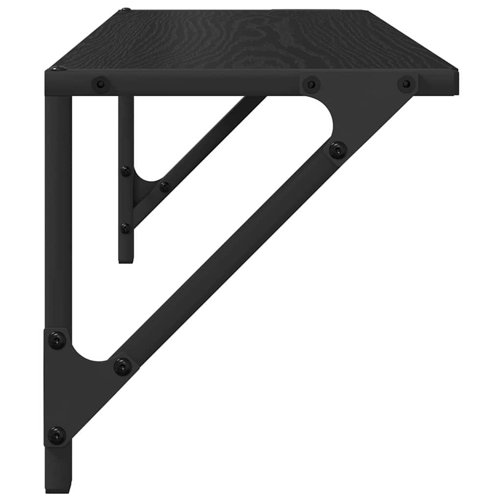 vidaXL Półki ścienne z półką 2 pcs Czarny Dąb 60 x 25 x 25,5 cm