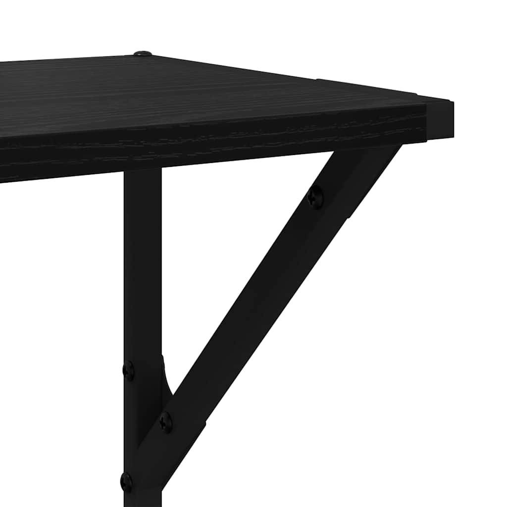 vidaXL Półki ścienne z półką 2 pcs Czarny Dąb 80 x 25 x 25,5 cm