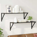 vidaXL Półki ścienne z półką 2 pcs Czarny Dąb 80 x 25 x 25,5 cm