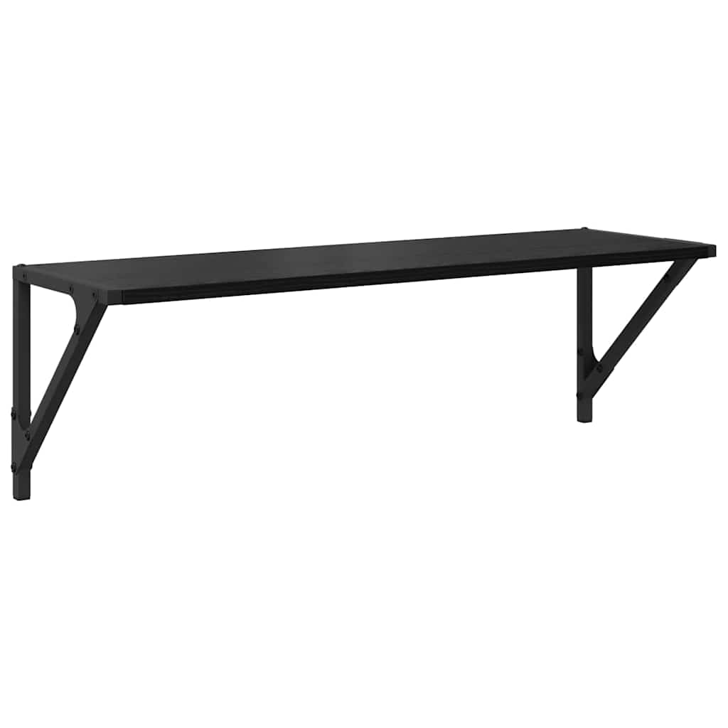 vidaXL Półki ścienne z półką 2 pcs Czarny Dąb 80 x 25 x 25,5 cm