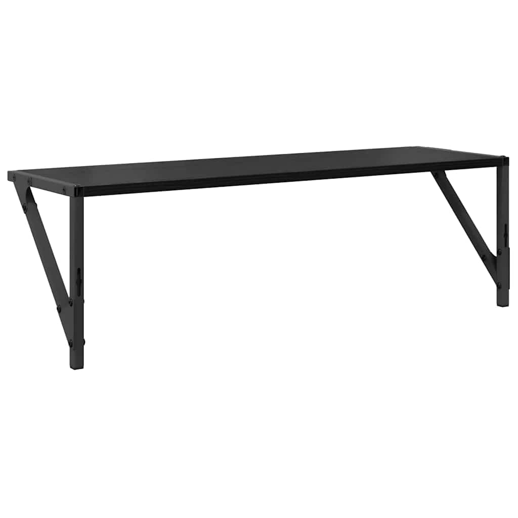 vidaXL Półki ścienne z półką 2 pcs Czarny Dąb 80 x 25 x 25,5 cm