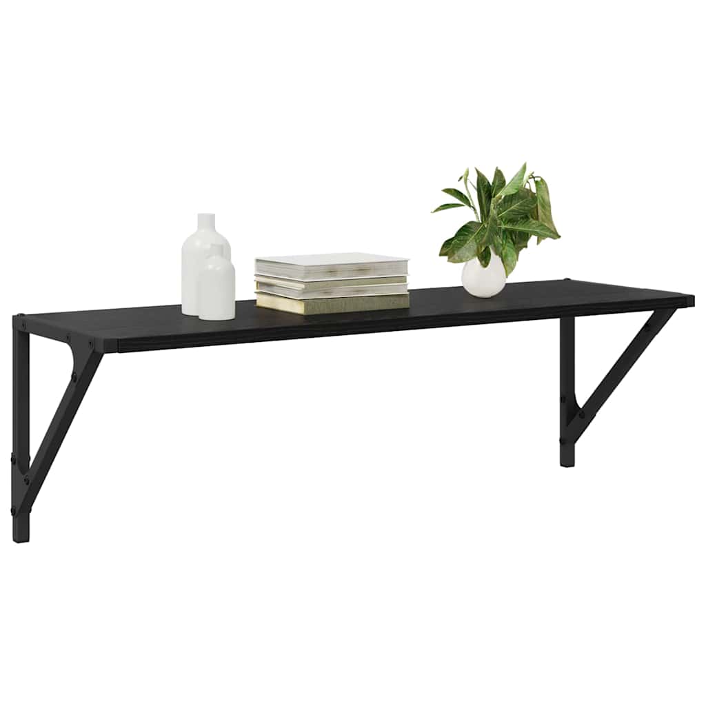 vidaXL Półki ścienne z półką 2 pcs Czarny Dąb 80 x 25 x 25,5 cm