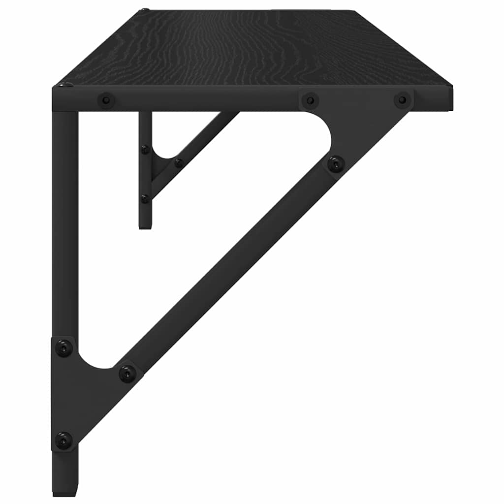 vidaXL Półki ścienne z półką 2 pcs Czarny Dąb 80 x 25 x 25,5 cm