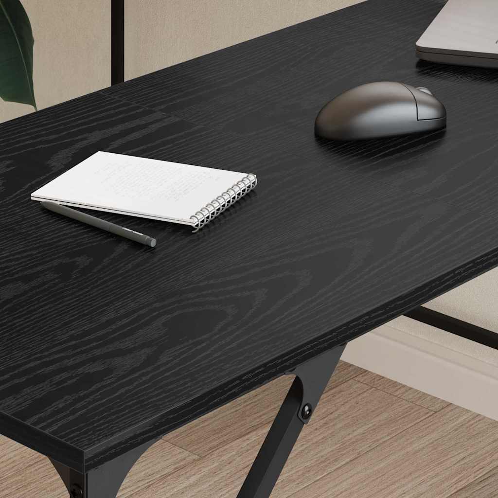 vidaXL Biurko Czarny Dąb 149 x 149 x 75 cm Materiał drewnopochodny