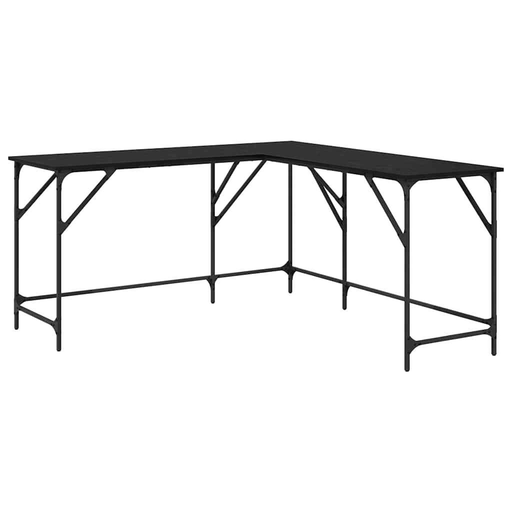 vidaXL Biurko Czarny Dąb 149 x 149 x 75 cm Materiał drewnopochodny