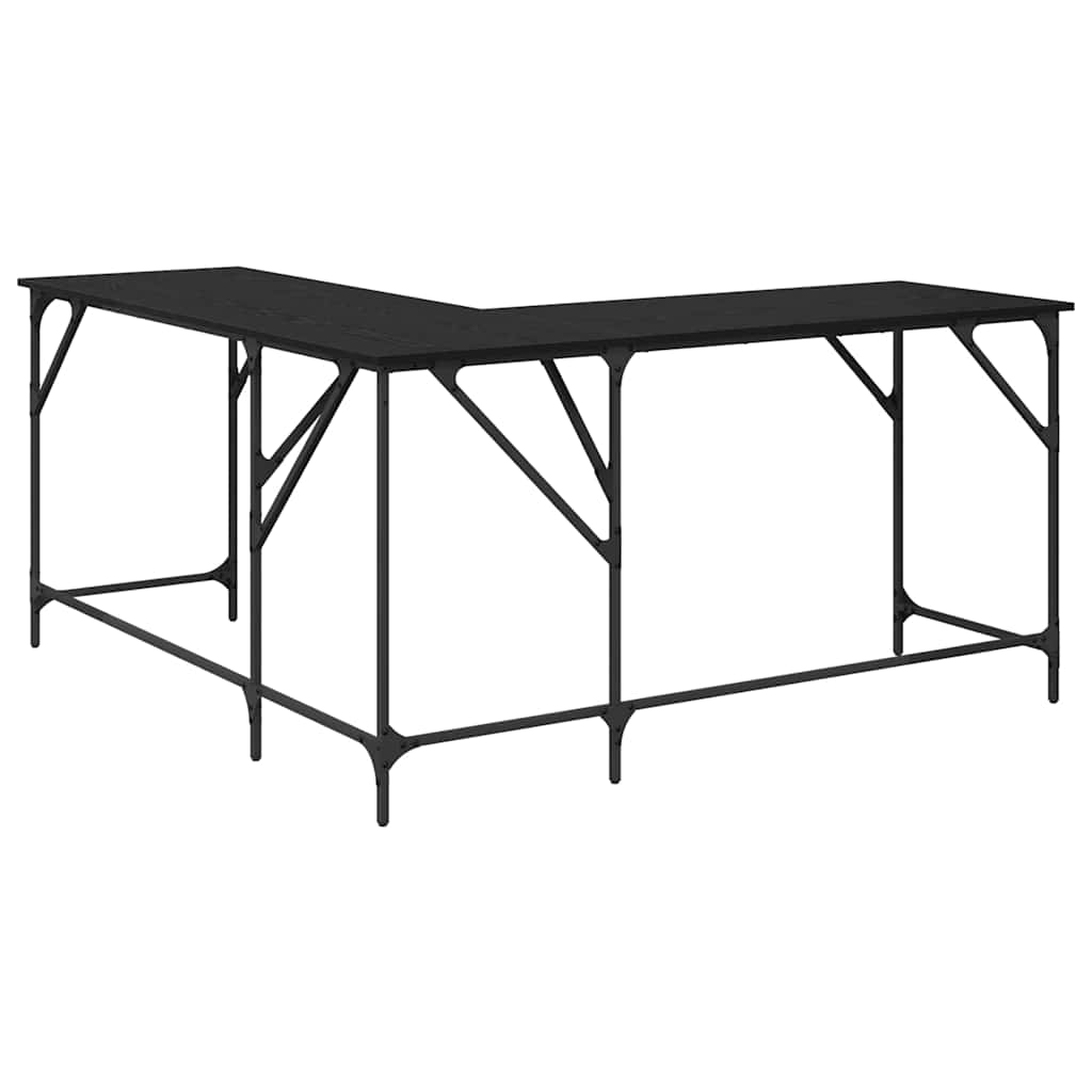 vidaXL Biurko Czarny Dąb 149 x 149 x 75 cm Materiał drewnopochodny