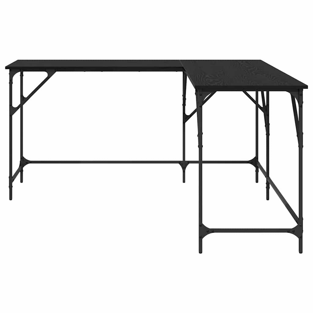 vidaXL Biurko Czarny Dąb 149 x 149 x 75 cm Materiał drewnopochodny