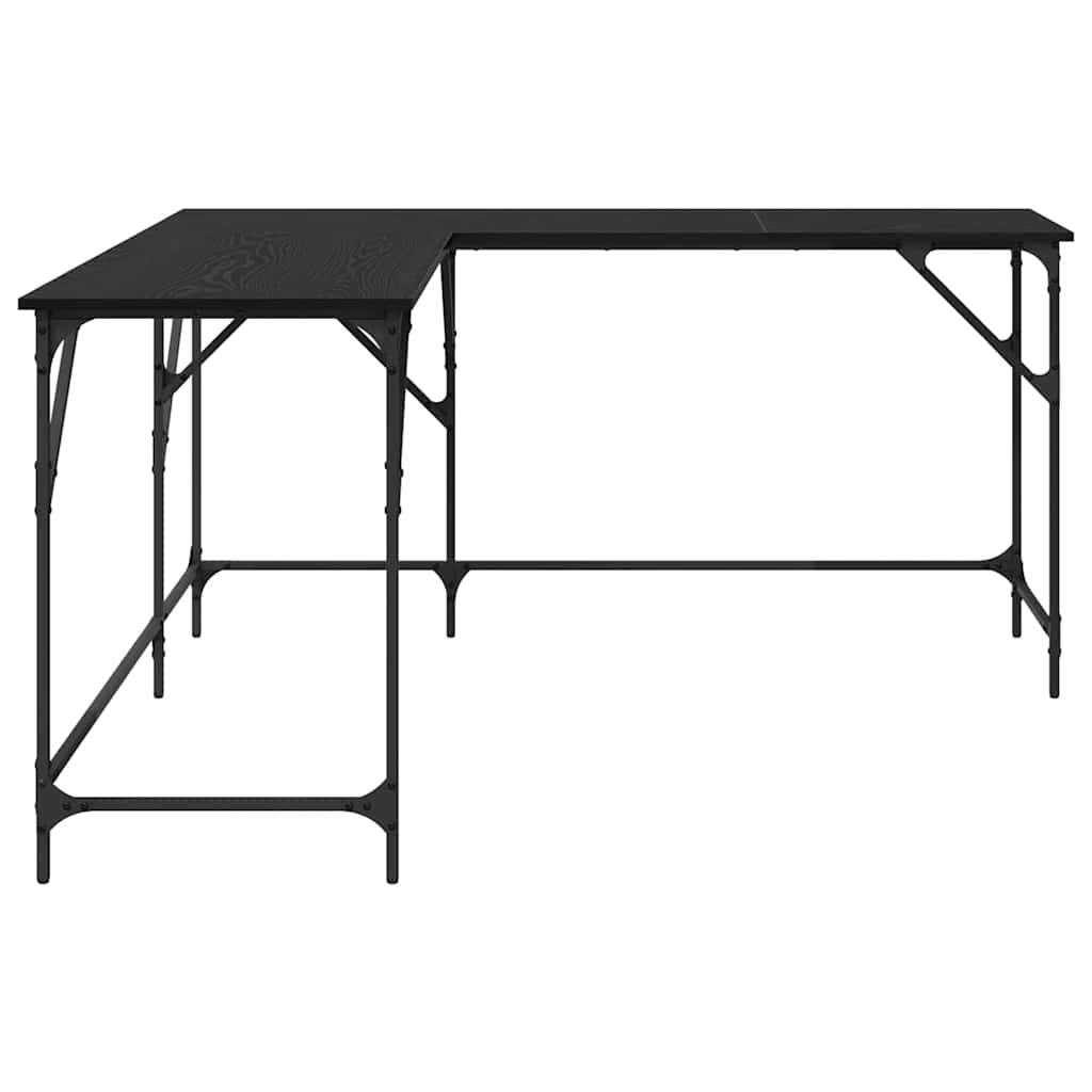 vidaXL Biurko Czarny Dąb 149 x 149 x 75 cm Materiał drewnopochodny