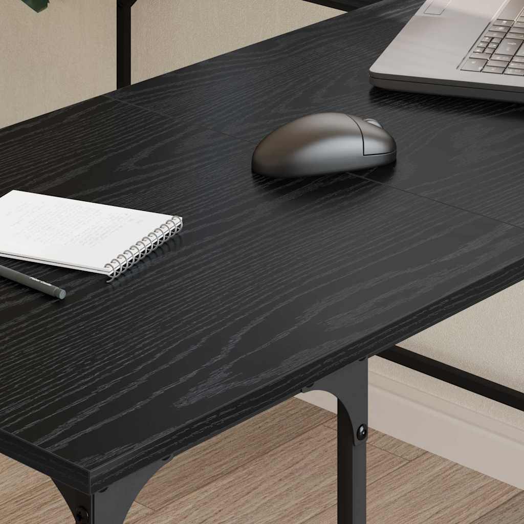 vidaXL Biurko Czarny Dąb 139 x 139 x 75 cm Materiał drewnopochodny