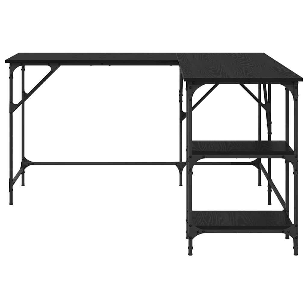 vidaXL Biurko Czarny Dąb 139 x 139 x 75 cm Materiał drewnopochodny