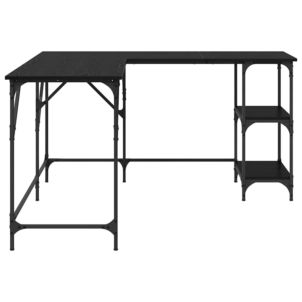 vidaXL Biurko Czarny Dąb 139 x 139 x 75 cm Materiał drewnopochodny