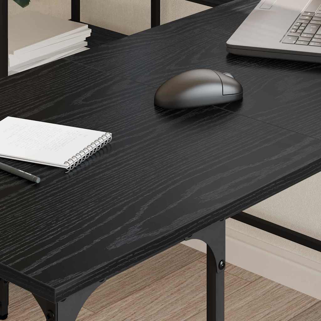 vidaXL Biurko Czarny Dąb 139 x 139 x 75 cm Materiał drewnopochodny