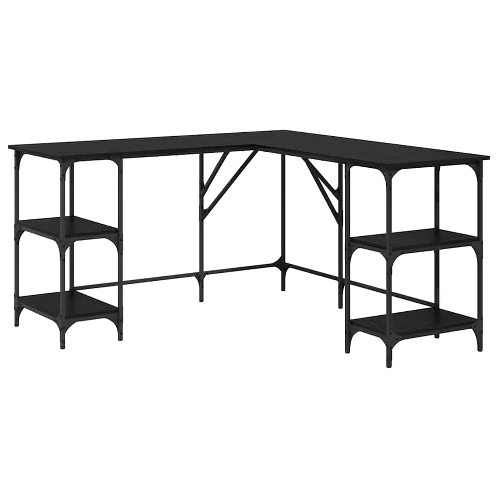 vidaXL Biurko Czarny Dąb 139 x 139 x 75 cm Materiał drewnopochodny