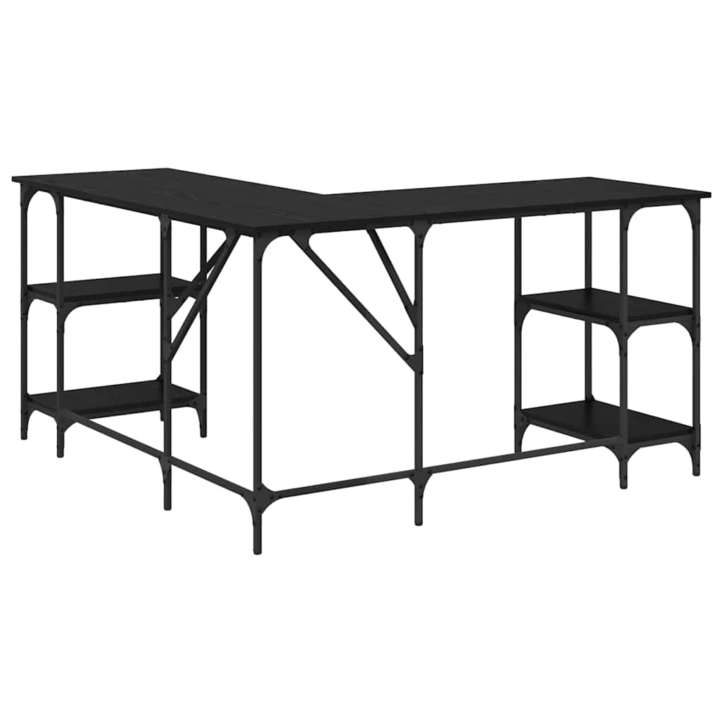 vidaXL Biurko Czarny Dąb 139 x 139 x 75 cm Materiał drewnopochodny