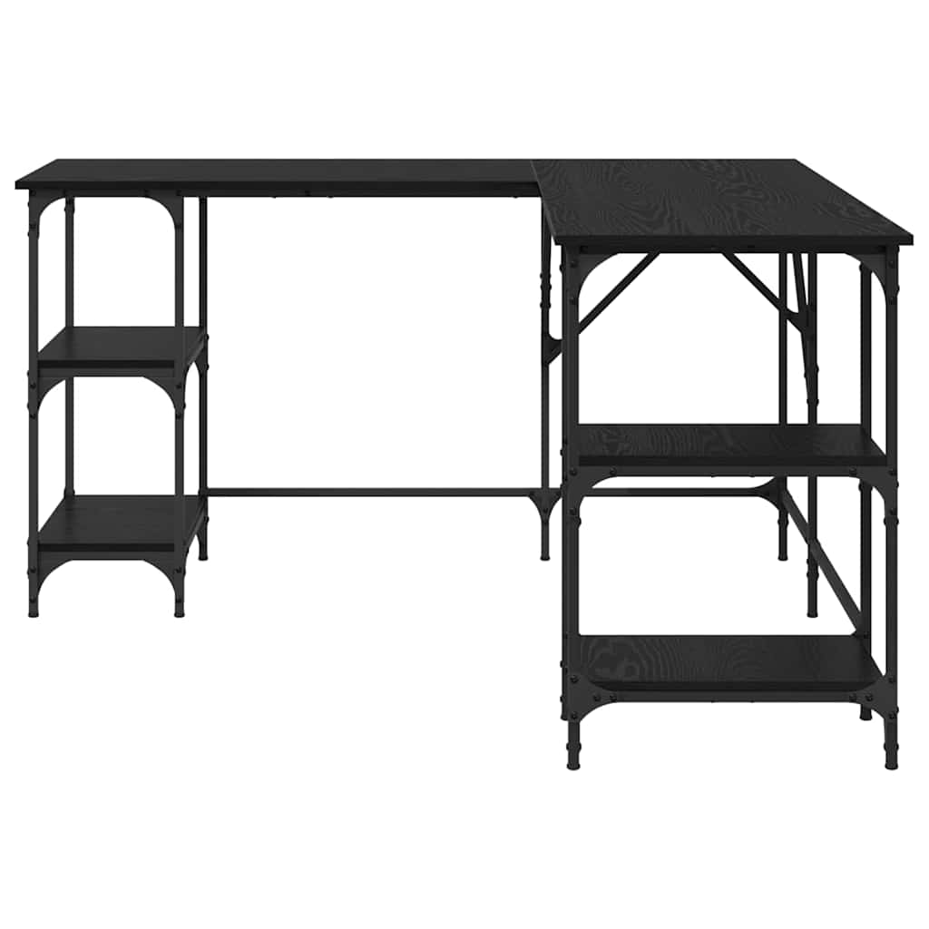 vidaXL Biurko Czarny Dąb 139 x 139 x 75 cm Materiał drewnopochodny