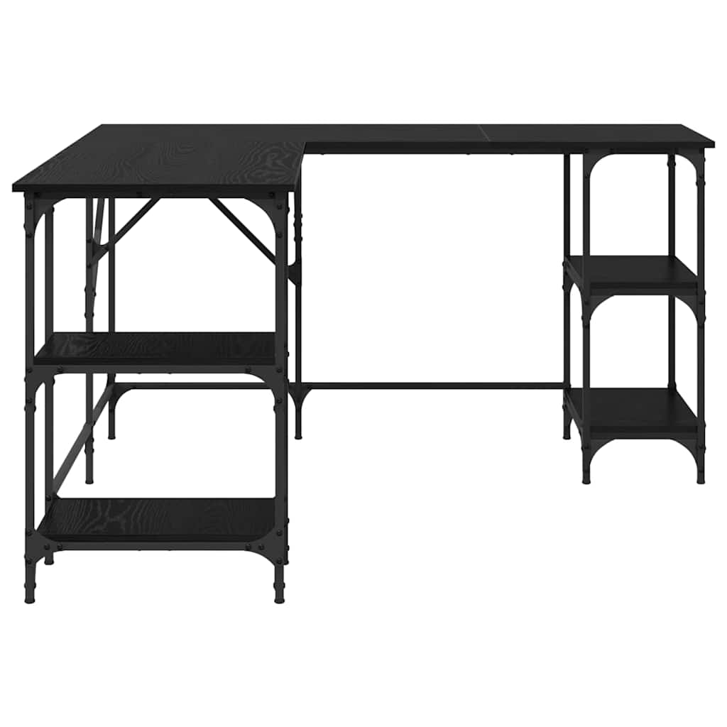 vidaXL Biurko Czarny Dąb 139 x 139 x 75 cm Materiał drewnopochodny