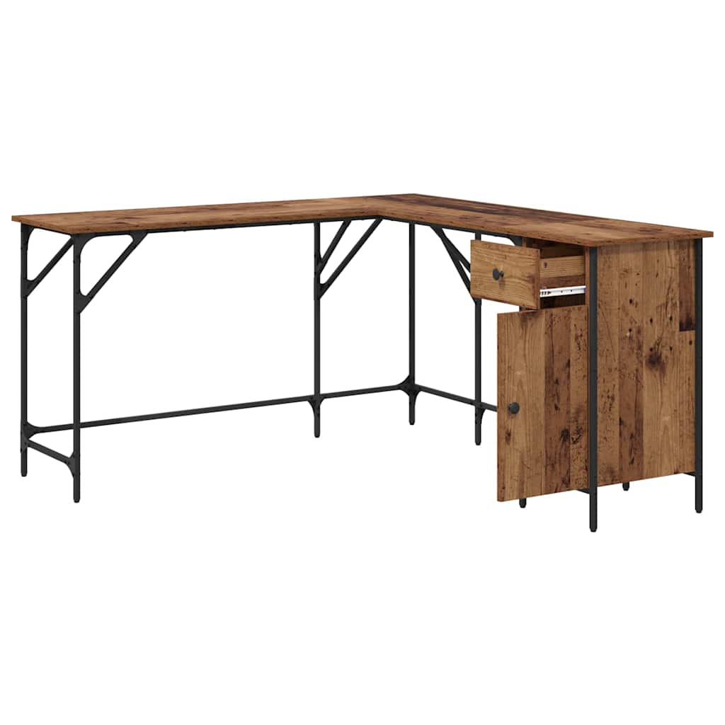 vidaXL Biurko Stare drewno 141 x 141 x 75 cm Materiał drewnopochodny