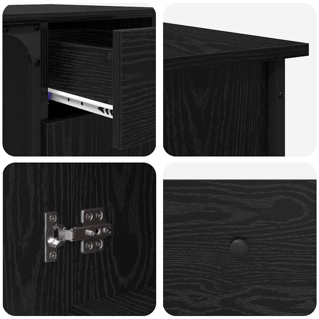 vidaXL Biurko Czarny Dąb 141 x 141 x 75 cm Materiał drewnopochodny