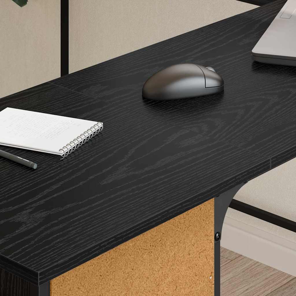 vidaXL Biurko Czarny Dąb 141 x 141 x 75 cm Materiał drewnopochodny