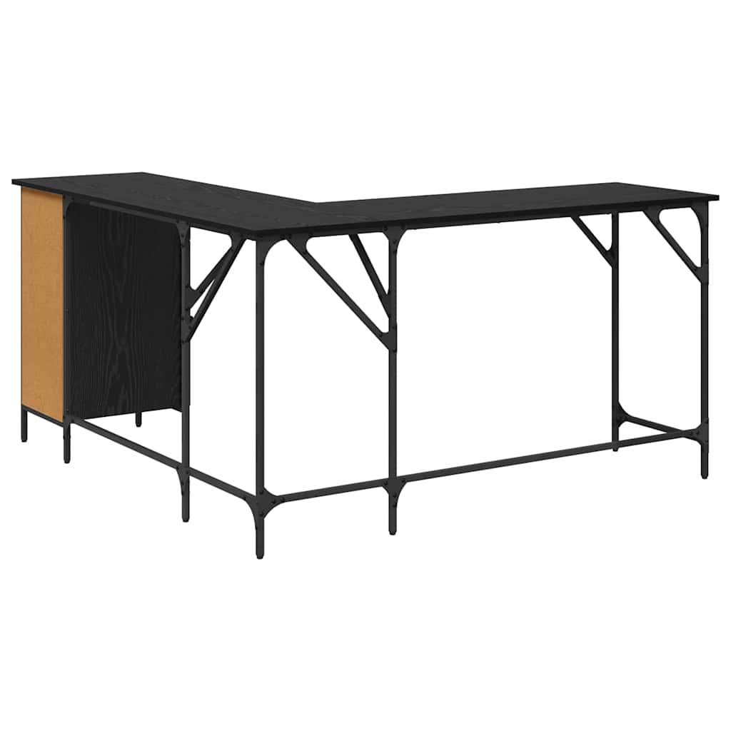 vidaXL Biurko Czarny Dąb 141 x 141 x 75 cm Materiał drewnopochodny
