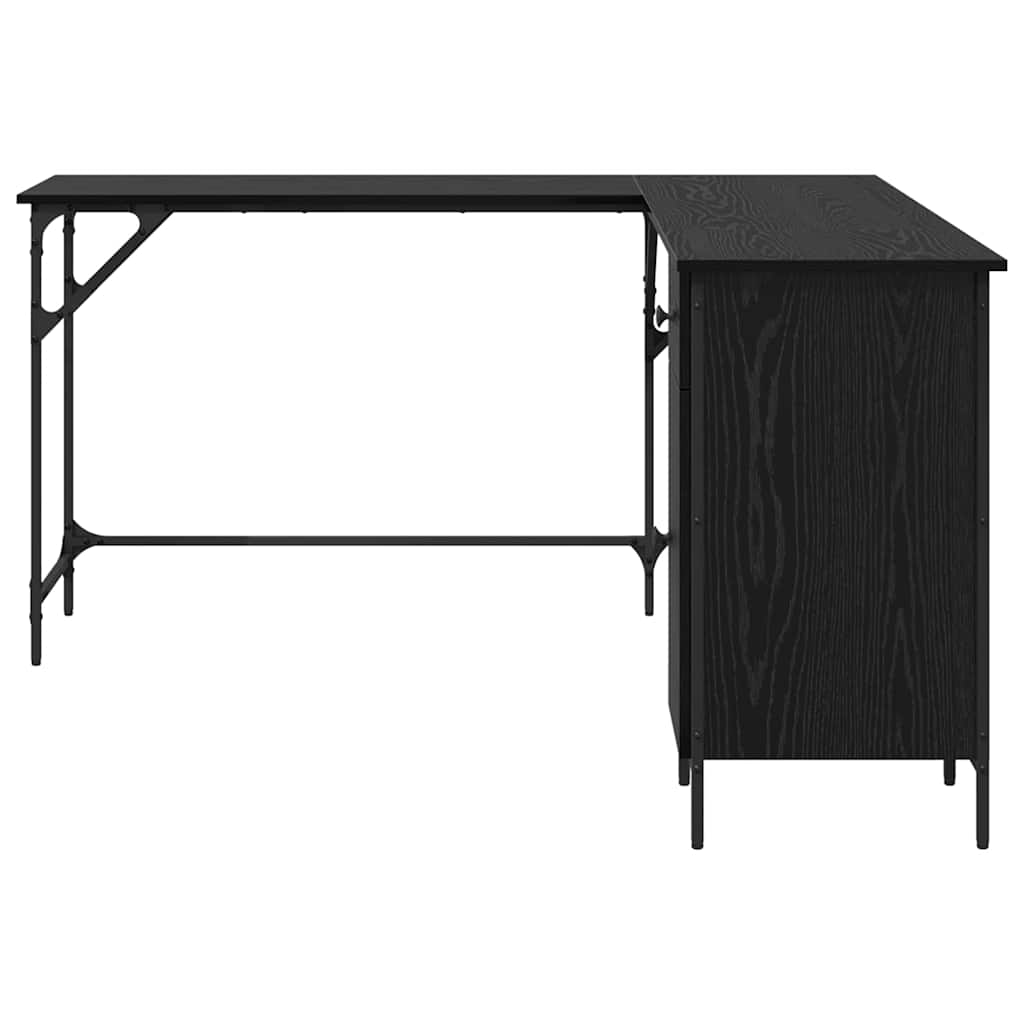 vidaXL Biurko Czarny Dąb 141 x 141 x 75 cm Materiał drewnopochodny