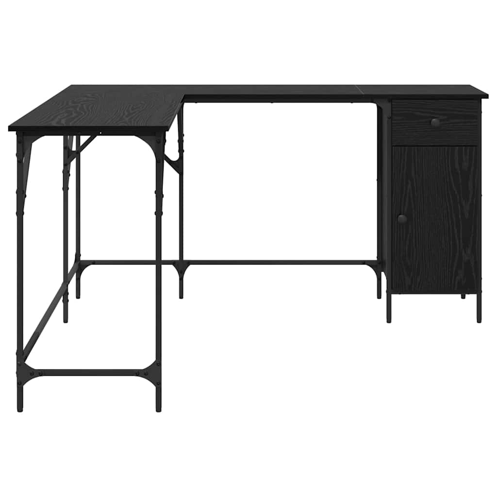 vidaXL Biurko Czarny Dąb 141 x 141 x 75 cm Materiał drewnopochodny
