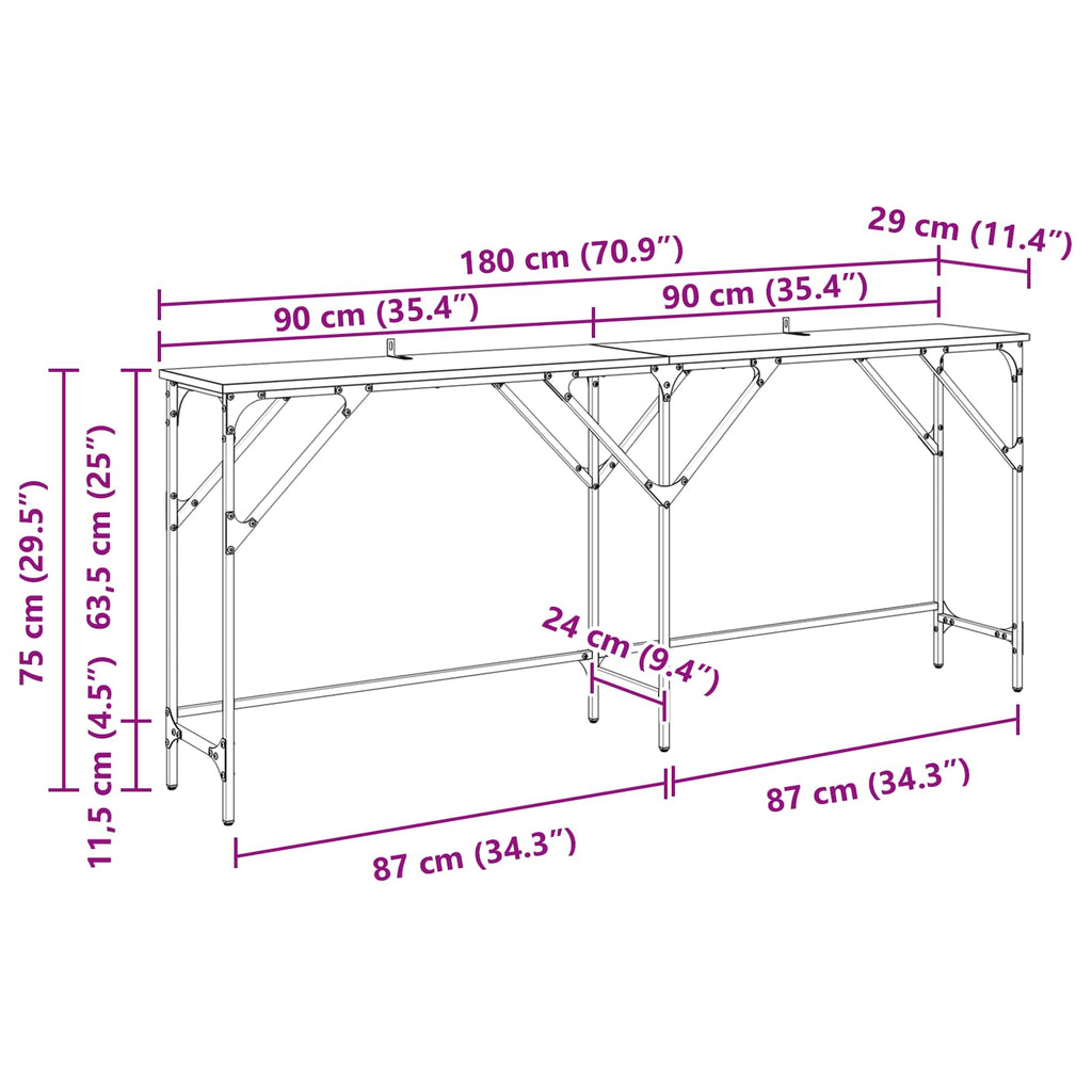vidaXL Konsola Stare drewno 180 x 30 x 75 cm Materiał drewnopochodny