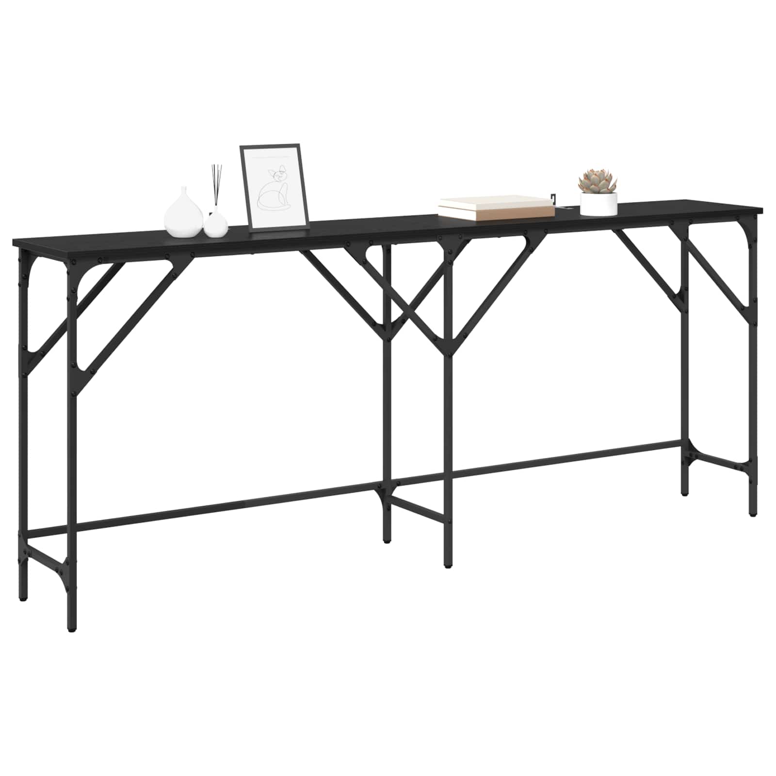vidaXL Konsola Czarny Dąb 180 x 30 x 75 cm Materiał drewnopochodny
