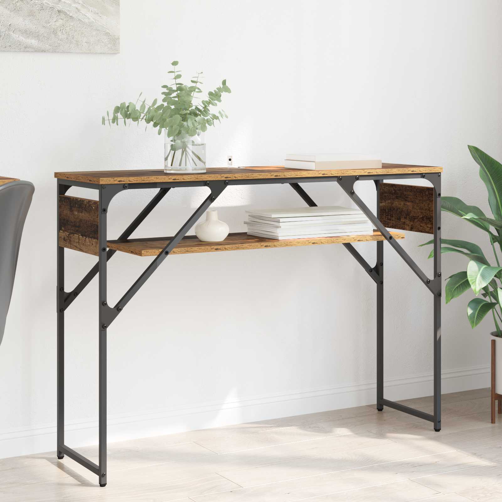 vidaXL StolikKonsolowy Stare drewno 105x30x75cm