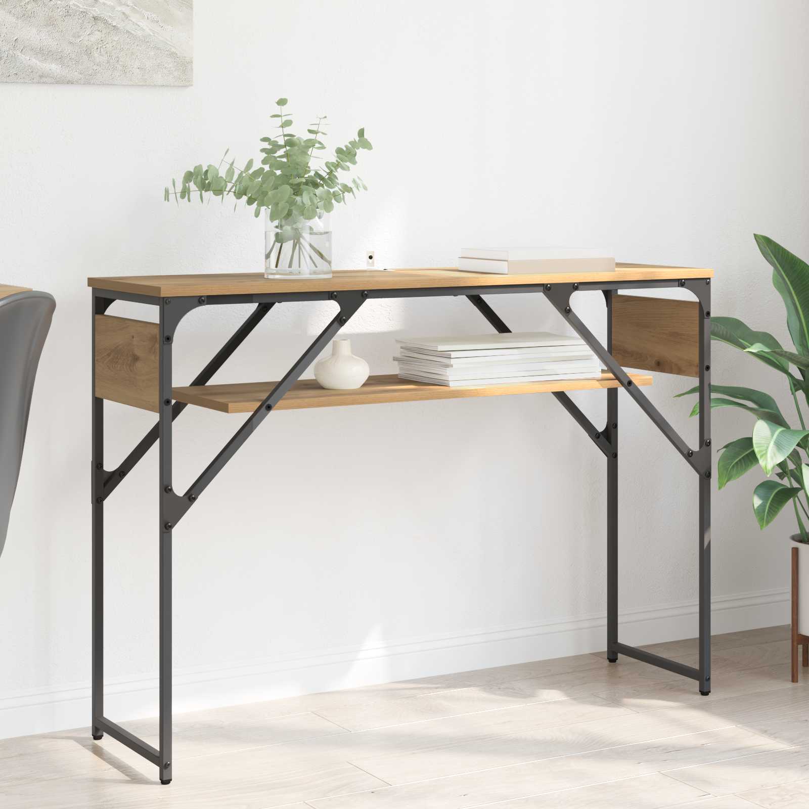 vidaXL StolikKonsolowy Dąb rzemieślniczy 105x30x75cm