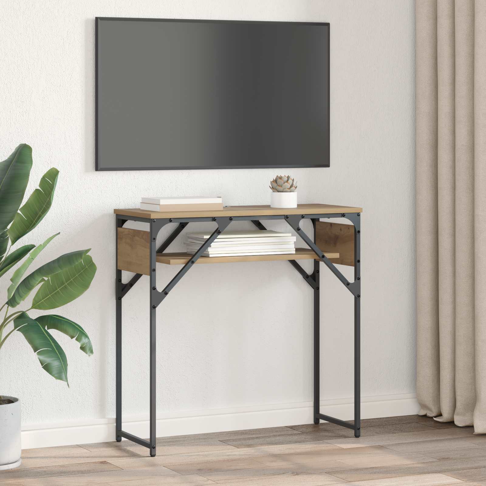 vidaXL StolikKonsolowy Dąb rzemieślniczy 75x30x75cm