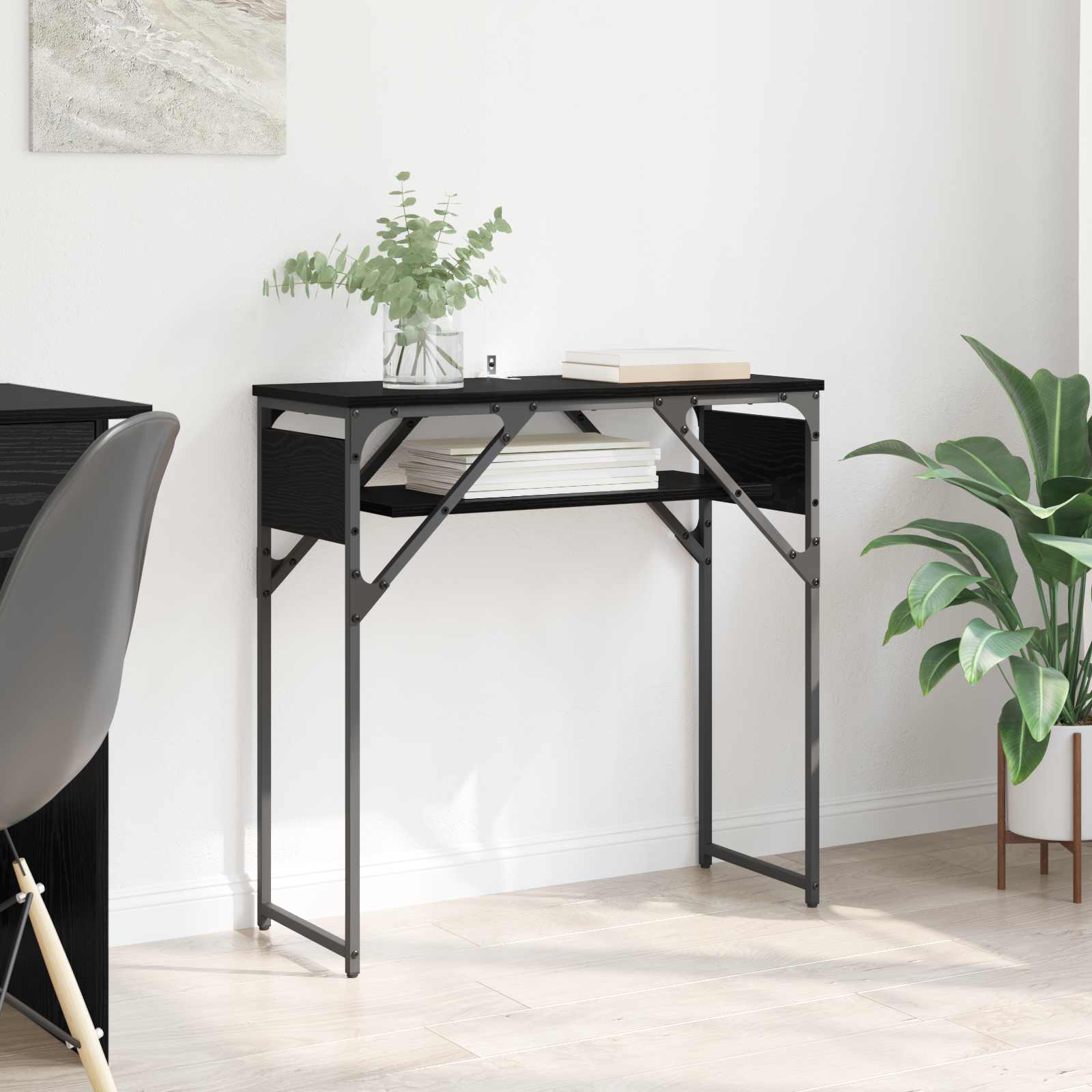 vidaXL StolikKonsolowy Czarny Dąb 75x30x75cm Materiał drewnopochodny